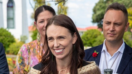 New Zealand Prime Minister Jacinda Ardern addresses the media in Ratana, New Zealand, Tuesday, Jan. 24, 2023. Ardern made her final public appearance as New Zealand's prime. (Mark Mitchell/New Zealand Herald via AP)