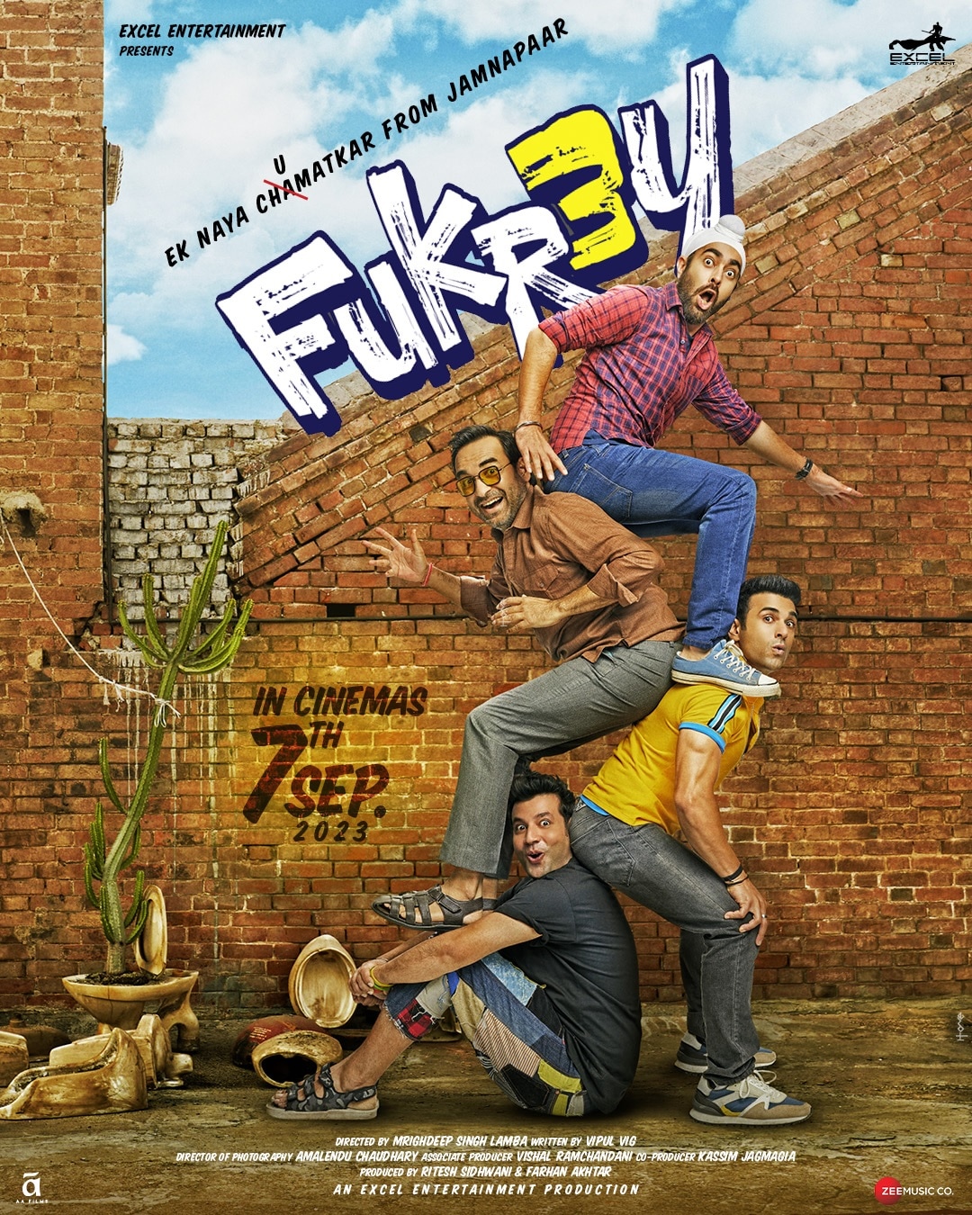 A Fukrey 3 poster featuring the lead actors.