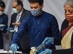 Finance minister Nirmala Sitharaman at an earlier halwa ceremony (PTI) Finance minister Nirmala Sitharaman at an earlier halwa ceremony (PTI)