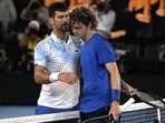 Novak Djokovic is congratulated by Andrey Rublev following their quarterfinal match at the Australian Open(AP) Novak Djokovic is congratulated by Andrey Rublev following their quarterfinal match at the Australian Open(AP)