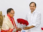 Telangana CM K. Chandrasekhar Rao with former Odisha CM Giridhar Gamang during a meeting in Hyderabad on January 13. (PTI) Telangana CM K. Chandrasekhar Rao with former Odisha CM Giridhar Gamang during a meeting in Hyderabad on January 13. (PTI)