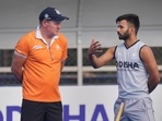 Indian team captain Manpreet Singh with head coach Graham Reid during a practice session (PTI) Indian team captain Manpreet Singh with head coach Graham Reid during a practice session (PTI)