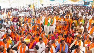 Balija community members stage a protest demanding 2A reservation, at Freedom Park in Bengaluru on Jan. 9. (PTI) Balija community members stage a protest demanding 2A reservation, at Freedom Park in Bengaluru on Jan. 9. (PTI)