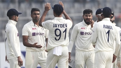 India's Ravichandran Ashwin, second left, celebrates with teammates (AP) India's Ravichandran Ashwin, second left, celebrates with teammates (AP)