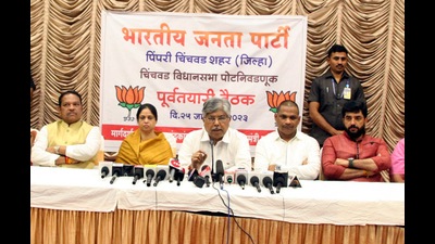 Chandrakant Patil held a press conference in Chinchwad on Wednesday. (HT PHOTO) Chandrakant Patil held a press conference in Chinchwad on Wednesday. (HT PHOTO)