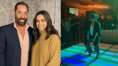 Deepika Padukone posed for pics, while choreographers Vaibhavi Merchant and Bosco Martis danced to Besharam Rang at Pathaan screening. Deepika Padukone posed for pics, while choreographers Vaibhavi Merchant and Bosco Martis danced to Besharam Rang at Pathaan screening.