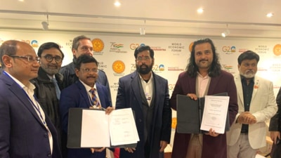 MoU signed by CM Eknath Shinde, and Shrey Aeren, Managing Director & Country Head, Berkshire Hathaway HomeServices Orenda India, in Davos. (HT Photo) MoU signed by CM Eknath Shinde, and Shrey Aeren, Managing Director & Country Head, Berkshire Hathaway HomeServices Orenda India, in Davos. (HT Photo)