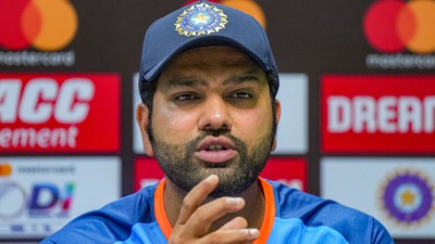 Indian cricket team captain Rohit Sharma during a press conference (PTI) Indian cricket team captain Rohit Sharma during a press conference (PTI)