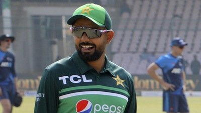 Pakistan's skipper Babar Azam waits for the toss before the start of a match (AP) Pakistan's skipper Babar Azam waits for the toss before the start of a match (AP)