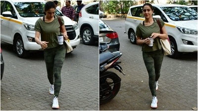 In the end, Sara chose a sleek ponytail and a no-makeup look to round it all off. (HT Photo/Varinder Chawla) In the end, Sara chose a sleek ponytail and a no-makeup look to round it all off. (HT Photo/Varinder Chawla)