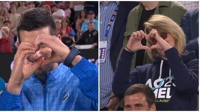 Novak Djokovic shares light moment with mother during the post-match interview at Australian Open, (Screengrab) Novak Djokovic shares light moment with mother during the post-match interview at Australian Open, (Screengrab)