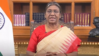 President Droupadi Murmu addresses the nation on the eve of 74th Republic Day. (Twitter/ANI) President Droupadi Murmu addresses the nation on the eve of 74th Republic Day. (Twitter/ANI)