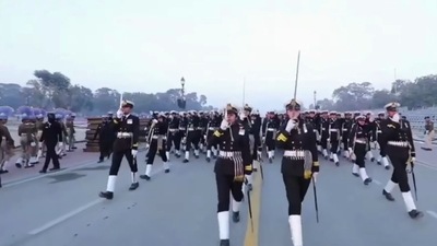 Republic Day 2023: Indian Navy contingent rehearsing for the Republic Day parade. (Instagram/@indiannavy) Republic Day 2023: Indian Navy contingent rehearsing for the Republic Day parade. (Instagram/@indiannavy)