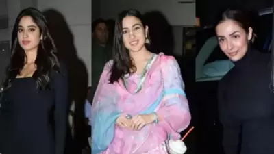 Janhvi Kapoor, Sara Ali Khan, Malaika Arora at Varun Dhawan and Natasha Dalal’s wedding anniversary bash. Janhvi Kapoor, Sara Ali Khan, Malaika Arora at Varun Dhawan and Natasha Dalal’s wedding anniversary bash.