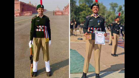 Bharatiya Janata Party MP Ravi Kishan’s daughter Ishita Shukla during the Republic Day rehearsals. (Twitter Photos)