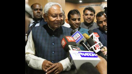 Bihar chief minister Nitish Kumar in Patna on Wednesday. (Santosh Kumar/HT Photo)