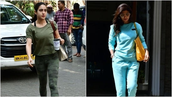 Actor Sara Ali Khan and Shilpa Shetty stepped out in Mumbai today. While the paparazzi clicked Sara outside the gym, Shilpa was seen running errands in the bay. The two stars chose comfy athleisure looks to glam up the Mubai streets, and their fits are a must-have in your everyday wardrobe. Keep scrolling to steal some tips from Sara and Shilpa.&nbsp;(HT Photo/Varinder Chawla)