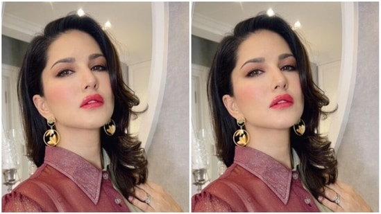Sunny played muse to fashion designer house Shaberry and picked the shirt dress from the shelves of the designer house.&nbsp;(Instagram/@sunnyleone)
