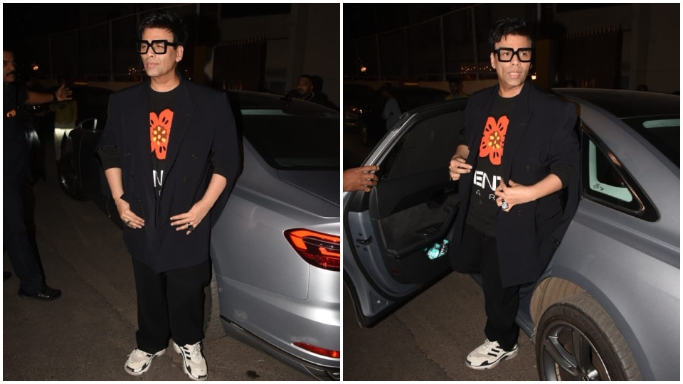 Karan Johar at Varun Dhawan and Natasha Dalal's anniversary party. (HT Photo/Varinder Chawla)