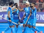 Indian players celebrate a goal against Japan during the FIH Hockey Men’s World Cup 2023(Hockey India Twitter) Indian players celebrate a goal against Japan during the FIH Hockey Men’s World Cup 2023(Hockey India Twitter)