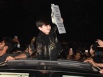 Singer Abdu Rozik waited outside Mannat with a placard for actor Shah Rukh Khan on Thursday. Singer Abdu Rozik waited outside Mannat with a placard for actor Shah Rukh Khan on Thursday.