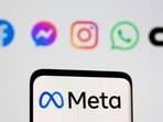The Meta logo on smartphone in front of logo of Facebook, Messenger, Instagram, WhatsApp, Oculus in this illustration picture taken October 28, 2021. REUTERS/Dado Ruvic/Illustration/File Photo