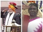 PM Modi wore Rajasthani turban on the occasion of the 74th Republic Day. President Droupadi Murmu wore an Odisha Silk. PM Modi wore Rajasthani turban on the occasion of the 74th Republic Day. President Droupadi Murmu wore an Odisha Silk.