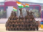 Bengaluru: Students perform during the 74th Republic Day function at Manek Shaw Parade ground, in Bengaluru, Thursday, Jan. 26, 2023. (PTI Photo/Shailendra Bhojak)(PTI01_26_2023_000092B) Bengaluru: Students perform during the 74th Republic Day function at Manek Shaw Parade ground, in Bengaluru, Thursday, Jan. 26, 2023. (PTI Photo/Shailendra Bhojak)(PTI01_26_2023_000092B)