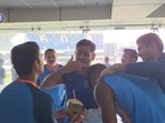 Former Indian skipper MS Dhoni was seen interacting with stand-in skipper Hardik Pandya, opener Ishan Kishan and Shubman Gill ahead of the 1st T20I against New Zealand(BCCI) Former Indian skipper MS Dhoni was seen interacting with stand-in skipper Hardik Pandya, opener Ishan Kishan and Shubman Gill ahead of the 1st T20I against New Zealand(BCCI)