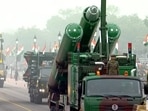 The detachment of Brahmos of the 861 missile regiment, led by Lieutenant Prajjwal Kala, participates in the parade at Kartavya Path. (ANI) The detachment of Brahmos of the 861 missile regiment, led by Lieutenant Prajjwal Kala, participates in the parade at Kartavya Path. (ANI)