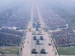 Glimpses of Full Dress Rehearsal of Republic Day Parade 2023, at Kartavya Path, in New Delhi on Monday. Glimpses of Full Dress Rehearsal of Republic Day Parade 2023, at Kartavya Path, in New Delhi on Monday.