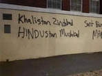 Graffiti sprayed on Iskon's Albert Park temple. 