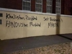 Graffiti sprayed on Iskon's Albert Park temple. 