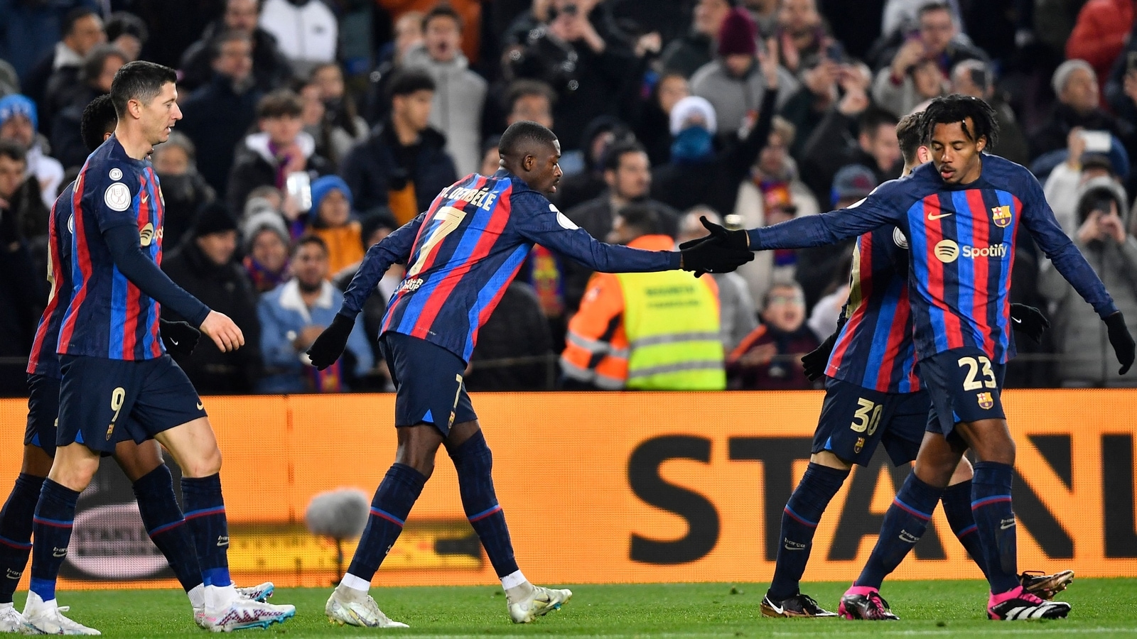 Dembele shines as Barcelona beat 10-man Sociedad 1-0 to reach Copa semifinals