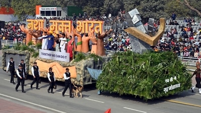 The Ministry of Home Affairs (MHA)'s tableau at the 74th Republic Day parade showcased the theme "Narcotics Control Bureau (NCB): Resolve @75-Drug Free India", reflecting the resolve to make India drug-free. (ANI)
