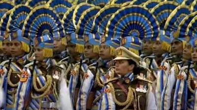 CRPF all-women contingent led by assistant commandment Poonam Gupta with the theme service and loyalty.