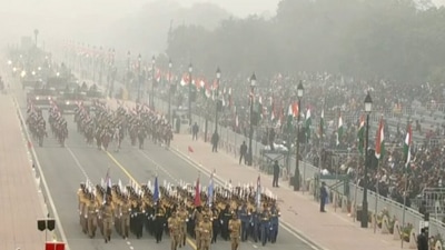Kartavya Path hosts its first Republic Day parade (Image: Doordarshan) Kartavya Path hosts its first Republic Day parade (Image: Doordarshan)