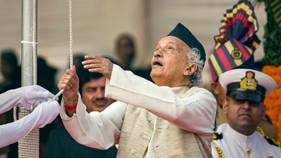 Governor of Maharashtra Bhagat Singh Koshyari unfurls the national flag during 74th Republic Day function at Shivaji Park, in Mumbai. (PTI) Governor of Maharashtra Bhagat Singh Koshyari unfurls the national flag during 74th Republic Day function at Shivaji Park, in Mumbai. (PTI)