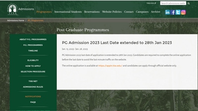TISS NET PG Admission 2023: Registration ends Jan 28, apply at appln.tiss.edu TISS NET PG Admission 2023: Registration ends Jan 28, apply at appln.tiss.edu