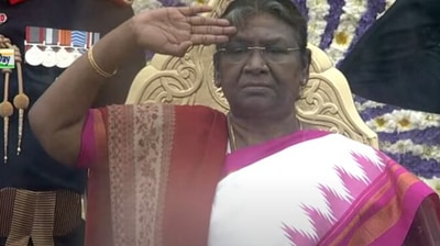 The 74th Republic Day parade was flagged off after President Murmu received the 21-gun salute. (ANI) The 74th Republic Day parade was flagged off after President Murmu received the 21-gun salute. (ANI)
