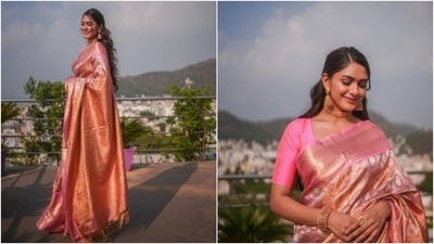 Mrunal Thakur is an absolute fashionista. The actor keeps slaying fashion goals like a pro with snippets from her fashion diaries on her Instagram profile on a regular basis. From casual ensembles to festive attires, Mrunal can do it all. The actor’s Instagram profile is a plethora of her fashionable looks and each of them manages to make her fans drool. On Thursday, Mrunal treated her fans to a fresh set of pictures. (Instagram/@mrunalthakur) Mrunal Thakur is an absolute fashionista. The actor keeps slaying fashion goals like a pro with snippets from her fashion diaries on her Instagram profile on a regular basis. From casual ensembles to festive attires, Mrunal can do it all. The actor’s Instagram profile is a plethora of her fashionable looks and each of them manages to make her fans drool. On Thursday, Mrunal treated her fans to a fresh set of pictures. (Instagram/@mrunalthakur)