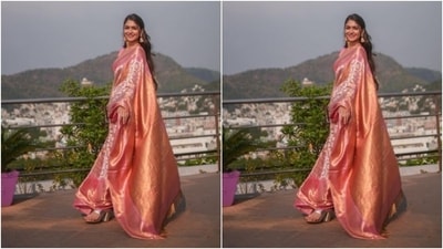 Mrunal played muse to fashion designer house Kankatala and picked a stunning six yards of grace from the shelves of the designer house. (Instagram/@mrunalthakur) Mrunal played muse to fashion designer house Kankatala and picked a stunning six yards of grace from the shelves of the designer house. (Instagram/@mrunalthakur)