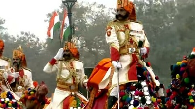 The regal camels of the Border Security Force enthral audiences at the&nbsp; parade. (ANI) 