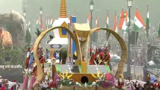 Arunachal Pradesh, known as the land for the rising sun, showcases the potential for tourism in the fields of adventure, sports, ecology, culture, religion, history and archaeology in its tableau. It had a bullock cart in the front showcasing the festival of Prabhala Theertham which is celebrated during Makar Sankranti, the main theme of the float.(ANI)