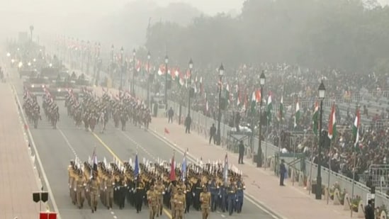 Kartavya Path hosts its first Republic Day parade (Image: Doordarshan)