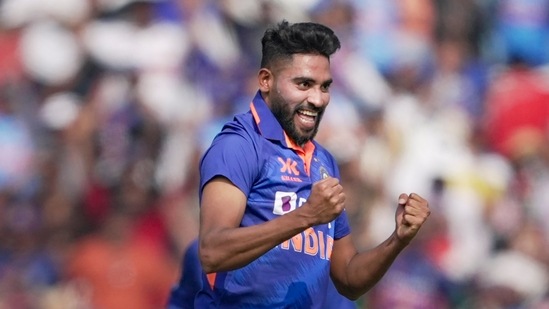 India's Mohammed Siraj celebrates the wicket of New Zealand's Henry Nicholls during the second one-day international cricket match (PTI)