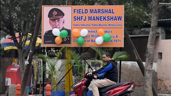 a large board has been dedicated to field marshal Sam Manekshaw, who was the Chief of the Army Staff during the 1971 Indo-Pak War. (Sunil Ghosh/HT Photo) a large board has been dedicated to field marshal Sam Manekshaw, who was the Chief of the Army Staff during the 1971 Indo-Pak War. (Sunil Ghosh/HT Photo)