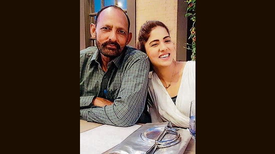 Renu Kaushal with her father.