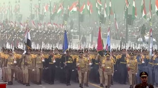 Led by colonel Mahmoud Mohamed abdel Fattah El Kharasawy, 144 soldiers of the Egyptian army marched on the Kartavya path as the Republic Day parade began.