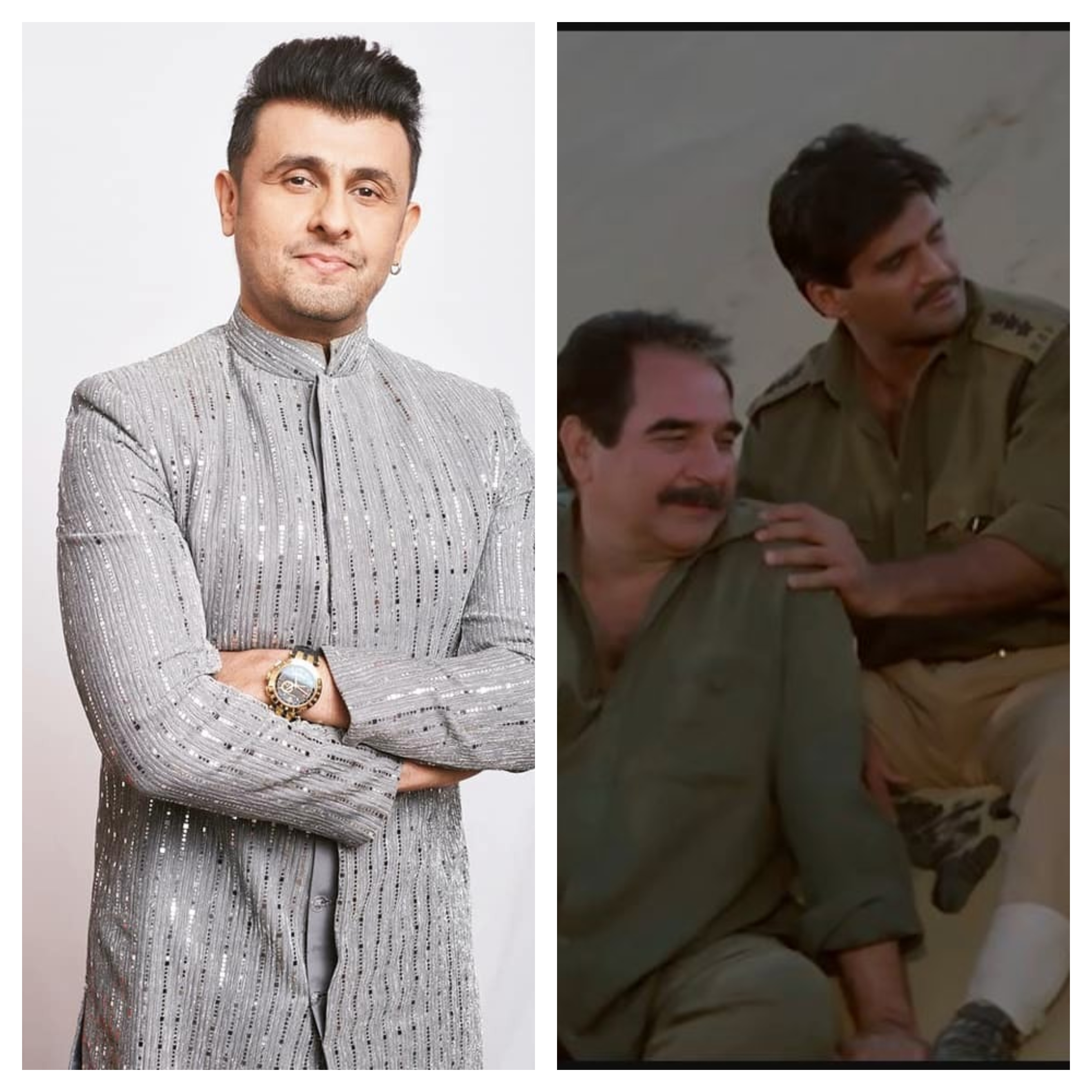 Sonu Nigam, (right) A still from Sandese Aate Hain Sonu Nigam, (right) A still from Sandese Aate Hain